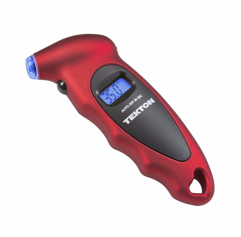 Red tire pressure gauge